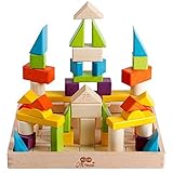 56pcsレインボー木製ビルディングブロックパズル教育大きな図形学習おもちゃセットfor Toddlers