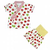 パジャマ 女の子 ベビー 甚平風 寝間着 ルームウェア いちご柄 ホワイト-レッド 90