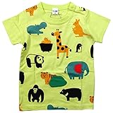 【初夏盛夏対応】 CHEEK ROOM(チイクルーム) 製品洗い加工済み42/2天竺動物半袖Tシャツ 90cm/GN NO.B-480154