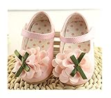 WIN ベビー 夏 シューズ 赤ちゃん 可愛い プレゼント 軽量 履かせやすい マジックテープ ストラップ 花 新生児 フォーマル靴 (内寸13cm, ピンク)