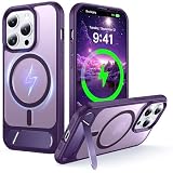 NJROW iPhone14 Pro 用 ケース マグネットスタンド MagSafe対応 (ダークパープル)