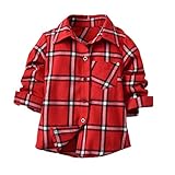 moreocmeキッズボーイズ長袖コットンTシャツチェックトップスTシャツfor Boy 3T レッド Moreocme