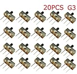 KKHMF 20個 SS12D00G3 スライド スイッチ トグルスイッチ SPDT 1P2T 2 位置 3 ピン シャフト 3 MM ピッチ 2.5 MM
