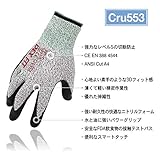 DEX FIT Level 5 Cut Resistant Gloves Cru553、素手のような着用感、高い柔軟性3D編み防刃防護手袋、FDA食品接触承認、パワーグリップ、強い耐久性と通気性、ニト