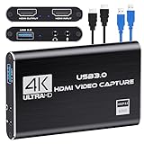 DIGITNOW オーディオビデオキャプチャカード 4K HDMI USB 3.0キャプチャアダプター ビデオコンバーター 1080P 60fps ポータブルキャプチャデバイス ビデオゲーム録画ライブストリーミングブロードキャスト用 PS4 Xbox Oneカメラ対応