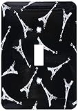 3dRose lsp_59811_1 Free Falling Black N White Eiffel Towers Light Switch Cover