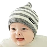 (よキーよ)Yokeeyo ニット帽 毛糸 ストライプ 新生児帽子 ベビー用帽 赤ちゃん キッズ 帽子 かわいい とんがり 男の子 女の子 男女児 秋冬 防寒 スタイリッシュ