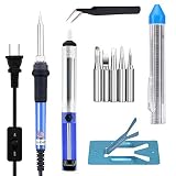 Welding Soldering Iron Kits, AONOKOY 60W 110V Adjustable Temperature Solder Tool with 5pcs Different