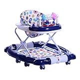 Jiyaru 折畳み式 ベビーウォーカー 歩行器 幼児用 トロリー 音楽放送 ダックブルー