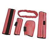 Seliyi 5イン1車のカバーパッド　綿ブレンド　ナイロン　レッド　ギアシフトカバー　バックミラーカバー　シートベルトカバー (レッド)