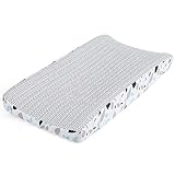 Navy Leaves Quilted Changing Pad Cover by Balboa Baby by Balboa Baby