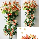 ノーブランド　造花　壁掛け　壁飾り　ハンギングバスケット　蕾　花　バド　観葉植物　人工観葉植物　雑貨　アーチ　飾りつけ　飾り　装飾　インテリア　フラワー　カゴ入り　オレンジ　Generic Hangi