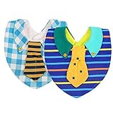 modesoda 2 - Pack Plaidとストライプシャツかわいい赤ちゃんBibs US サイズ: M