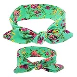 Nice Days（ナイス　ディズ） 　ベビーヘアバンド　ヘッドバンド　可愛いアメリカ風　小花柄　 ヘアアクセサリー　お母さんと子供　親子　お揃い (グリーン)