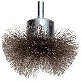 Weiler Circular Flared Wire End Brush, Round Shank, Stainless Steel 302, Crimped Wire, 3" Diameter, 