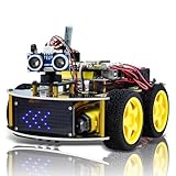 KEYESTUDIO スマートカーロボット 4WD プログラマブル DIY スターターキット Arduino用 Uno R3用 エレクトロニクスプログラミングプロジェクト/STEM教育/科学コーディングキット ティーン/大人向け 15歳以上