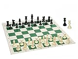 Best Value Tournament Chess Set - 90% Plastic Filled Chess Pieces and Green Roll-up Vinyl Chess Boar