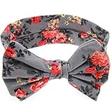 Perfk 赤ちゃん　子供　女の子　ヘアバンド　ターバン　ヘッドバンド　灰色　ちょう結び　花柄　2個　可愛い