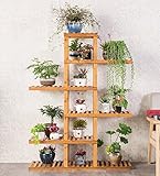 Plant shelf 木製フラワーラック5層非対称竹フラワーラックバルコニー多木製プラントスタンド - 目的棚ポット付きディスプレイスタンド Flower racks