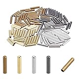 PH PandaHall 紐先金具 エンドパーツ 紐先止め 紐止め金具 紐先カシメ コードエンド 先止め金具 120個セット 4色 紐先端金具 靴ひもの先を止めるもの ひも調節パーツ アクセサリーパーツ ブラック シルバー ゴルード ブロンズ