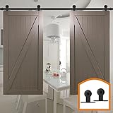 HomeDeco Hardware 引き戸 ドア金物 ハンガー 納戸 門 軌道部材 ブラック 12 FT (3.66メートル) ダブルドア