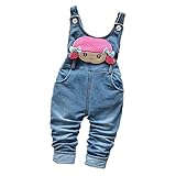 Efzq子供用ガールズClothing Cute Cartoon Girlブルーデニムロンパースパンツ