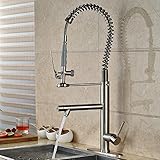 Votamuta Stainless Steel Swivel Kitchen Sink Faucet Deck Mounted Dual Swivel Spouts 1 Hole Mixer Tap