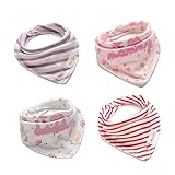 Infant Baby Girls Bibs with Snaps 100% Soft Cotton Cute Pattern Absorbent by mom's care