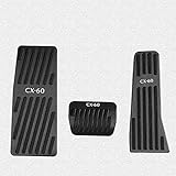 BOYOUS マツダ CX-60 専用 アルミ ペダルカバー ブレーキ フットレスト アクセルペダル 3点セット 工具不要 CX-60ロゴ付 防キズ 防汚れ(ブラック)