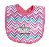 Stephan Baby Chevron Stripe 1st Birthday Bib with Embroidered Birthday Cake, Pink by Stephan Baby [並