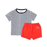Sofie & Sam Organic Cotton Baby Tee Tシャツ&ショーツセットfor Age 9 to 12 Months – アンカーで海&ダークピーチ
