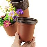 20個　植木鉢　育苗鉢　育苗ポット　プラスチック　通気孔がある　10cmx7cmx9cm　外側赤　内部黒