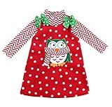(ラボーグ) La vogue 子供 ロンパース キッズ サロペット ワンピース スカート 衣装 クリスマス フクロウ柄 チュニック 水玉 女の子服 かわいい (130)
