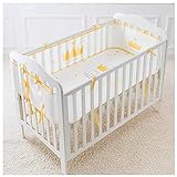 B Sunshine ベッドガード ベッドレール メッシュ 通気性 4シーズン使用可能 四方タイプ ベッドバンパー 取り付け便利 可愛い 140x70cm以下のベビーベッドに適合 (イエロー)