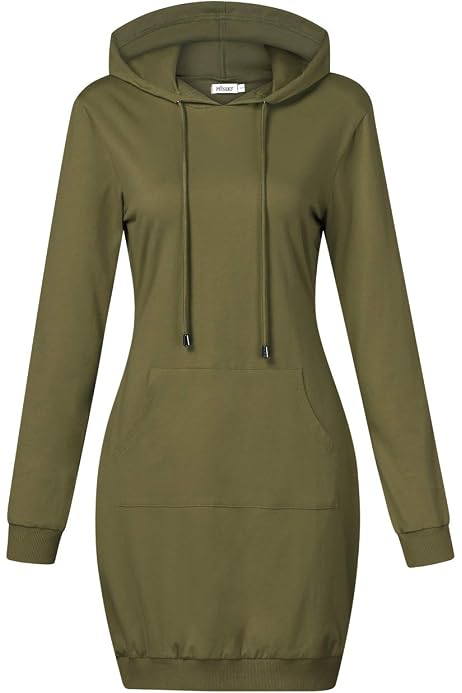 Tunic Sweatshirt Dress Hoodie Pockets 