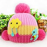 耳まであったか防寒 かわいい ベビー キッズ 赤ちゃん ニット帽子 ボンボン付き 2017 新製品 (red)