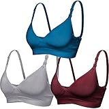 CooShco　3枚パック　BAOMOSI レディース　シームレス　授乳マタニティ　ブラ　プッシュアップ　快適睡眠　ブラレット US サイズ: L カラー: グレー