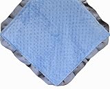 Cozy Wozy Signature Minky Lovie Sized Baby Blanket with Satin Trim Lovie, Light Blue/Silver, 18 x 18