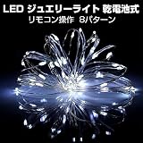LEDイルミネーションライト LEDジュエリーライト 100球10m リモコン付き 8種類点滅パターン 電池式 飾り 電飾 七夕 クリスマスライト 結婚式 パーティー ガーデン 庭屋外、室内の飾り(防