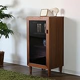 QD 電話台 スリムキャビネット 完成品ブラウン ウォールナット 幅 40 奥行34 高さ80cm 国産 日本製 木製 fax台　収納 隙間収納 北欧 薄型 スリム 寝室