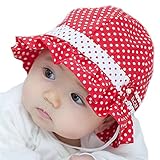 TopTie ベビー 子供 バケットハット ドット リボン飾り- レッド1
