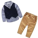 Linyuan ファッション Kids Baby Boys Gentlemen Shirt Vest Pants Set セット Autumn Winter Clothings 3PCS