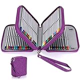 Percy’s Caravan 色鉛筆ケース 大容量 78本収納 ペンケース ブック式 防水 携帯便利 消しゴム収納可 (ブック式, パープル)