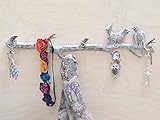 Cast Iron Birds On Branch Hanger withフック6 – 壁/ドアマウントされ、メタル、頑丈、素朴な、ヴィンテージ、リサイクル、装飾ギフトアイデア – 18.5 X 2 