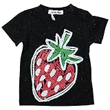 《初夏盛夏対応》 BateauBleue(バトーブルー) 天竺いちごPt半袖Tシャツ 130cm/Bk NO.AH-1751320