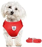 meioro 犬用ハーネスリードセット 犬用ストラップ 犬用ベストハーネス 引っ張りなし 反射ストリップ付き 夜間反射材 ポリエステル素材 犬喉に優しい マジックテープ付き 犬の安全保護 調節可能 軽量 着脱し易い 柔らかい 手洗い 洗濯機洗濯可能 犬散歩用 室外犬用 中型犬 小型犬 猫用 (XL, レッド)