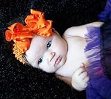 【ベビーヘアバンド】ダブルリボンがお花みたいな派手カワヘアバンド【オレンジ】★ベビーにはヘアバンドで、お姉ちゃんになったらヘアクリップピンでアレンジ