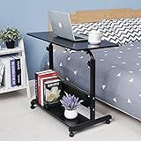 DlandHome 角度調節テーブル 昇降式サイドテーブル パソコンデスク ミニテーブル ソファーサイド キャスター付き ノートパソコンスタンド