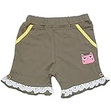 【本体綿100％】2017年 夏物 UZUCHAT ウズチャット 天竺 裾フリル ５分丈パンツ UZULAND ウズランド カーキ◇90cm