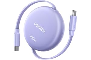 UGREEN 【100cm巻き取り式】PD 100W/5A USB-C ケーブル 4階段調整可能(36/60/82/100cm) 軽さ ミニ型 「持ち運び用 部屋収納」 両引き メタル風仕上げ PPS対応 E-Marker iphone17/16/1
